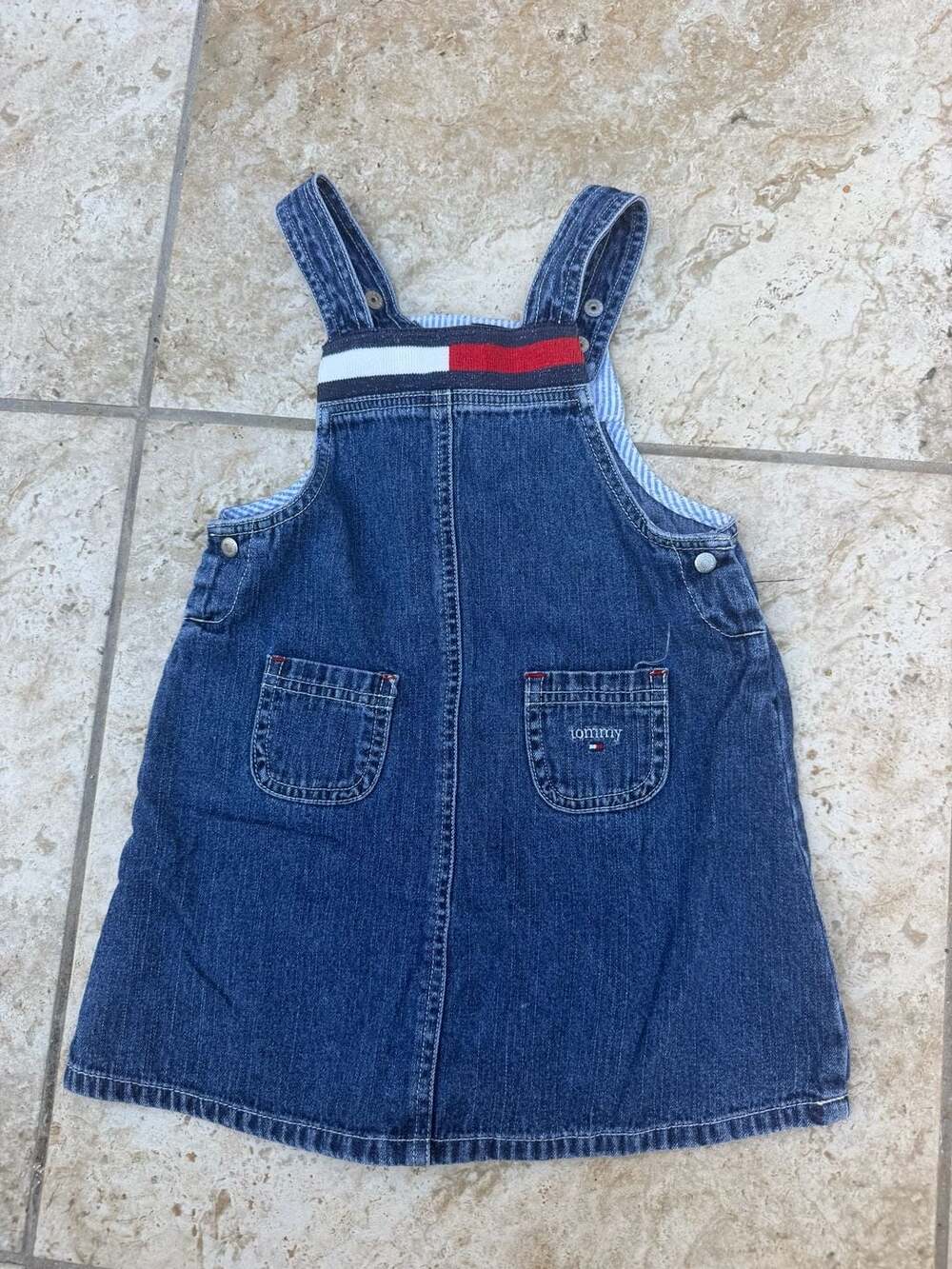 Vintage Tommy Hilfiger Girls Denim Jumper Dress Size 3T